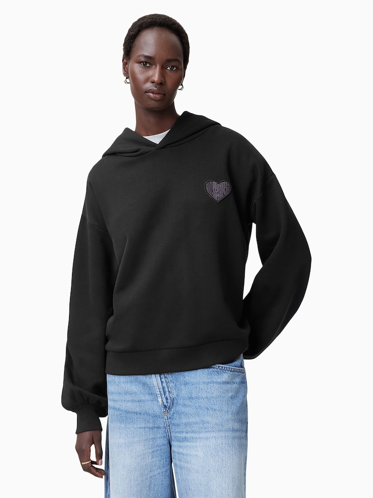 AllSaints Black Lover Rihan 100% Cotton Hoodie - Image 1 of 8
