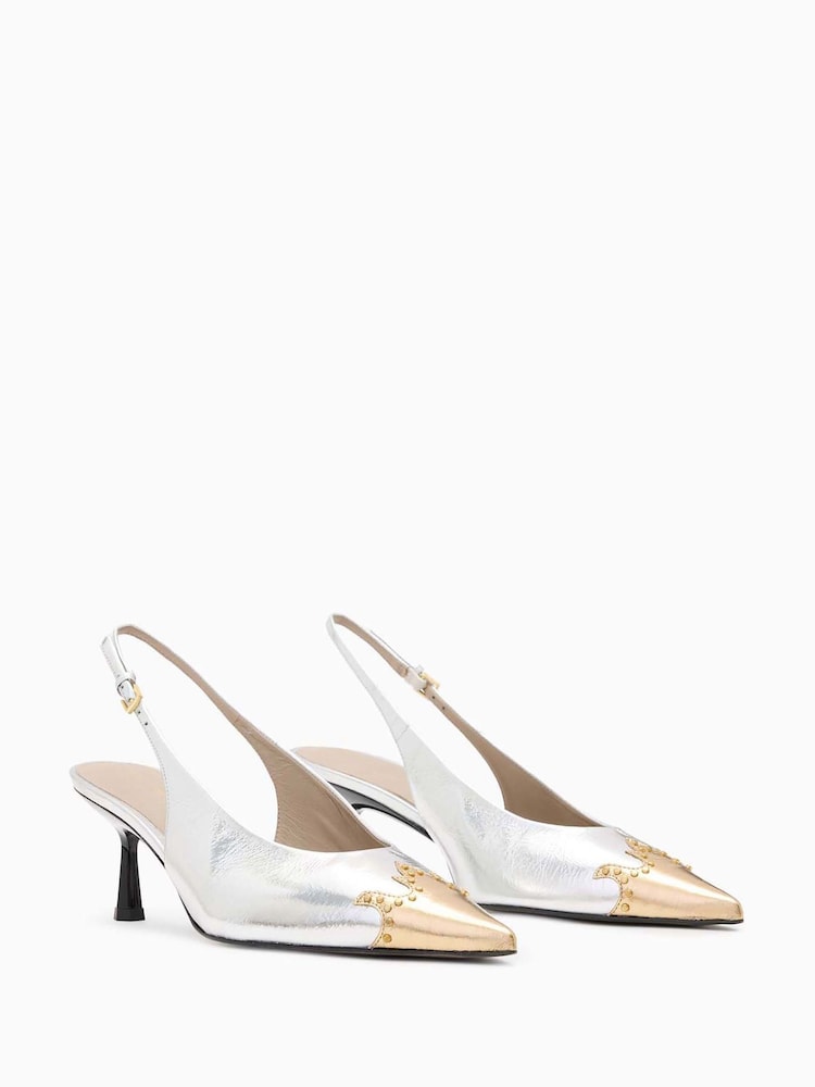 AllSaints Silver Denver Slingbacks - Image 2 of 5