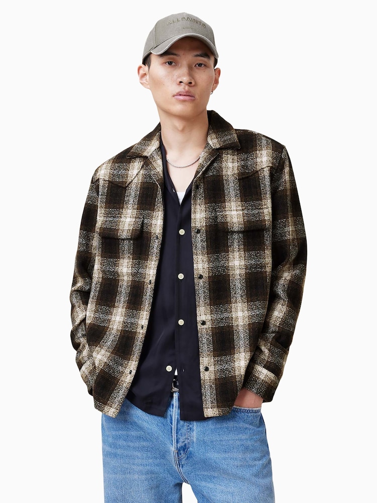 AllSaints Brown Alvar Long Sleeve Shirt - Image 1 of 8