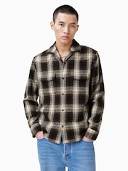 AllSaints Brown Alvar Long Sleeve Shirt - Image 3 of 8