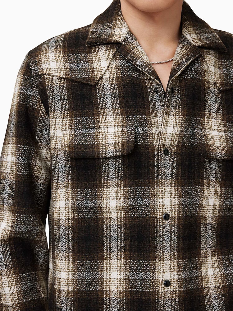 AllSaints Brown Alvar Long Sleeve Shirt - Image 7 of 8