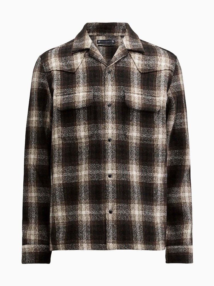 AllSaints Brown Alvar Long Sleeve Shirt - Image 8 of 8