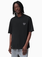 AllSaints Black 100% Organic Cotton Lover Short Sleeve Crew T-Shirt - Image 1 of 7