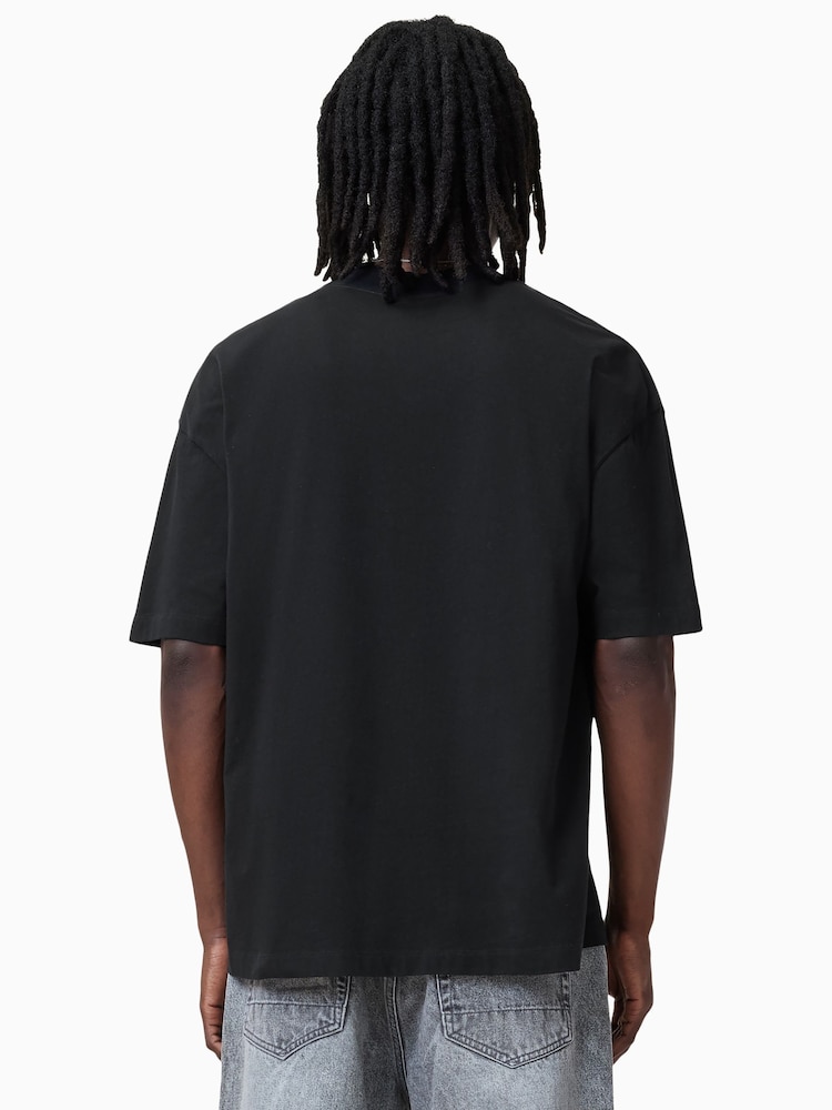 AllSaints Black 100% Organic Cotton Lover Short Sleeve Crew T-Shirt - Image 2 of 7 AllSaints Black 100% Organic Cotton Lover Short Sleeve Crew T-Shirt - Image 2 of 7