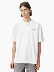AllSaints White Amore Short Sleeve Crew 100% Organic Cotton T-Shirt - Image 1 of 3