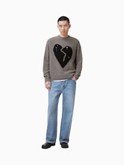 AllSaints Grey Luvheart Crew Jumper - Image 4 of 8