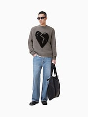 AllSaints Grey Luvheart Crew Jumper - Image 5 of 8
