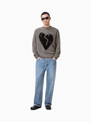AllSaints Grey Luvheart Crew Jumper - Image 7 of 8