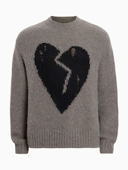 AllSaints Grey Luvheart Crew Jumper - Image 8 of 8