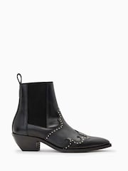 AllSaints Black Denver Stud Boots - Image 1 of 5