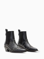 AllSaints Black Denver Stud Boots - Image 2 of 5