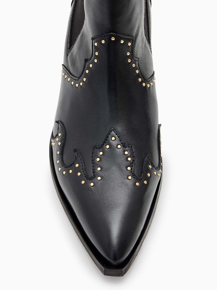 AllSaints Black Denver Stud Boots - Image 4 of 5