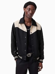 AllSaints Black Endleton Bomber Jacket - Image 1 of 9