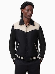 AllSaints Black Endleton Bomber Jacket - Image 6 of 9