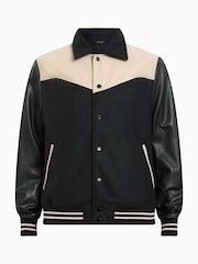 AllSaints Black Endleton Bomber Jacket - Image 9 of 9
