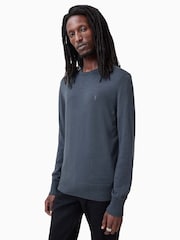 AllSaints Pitched Blue Mode Merino Crew Jumper - Image 1 of 6