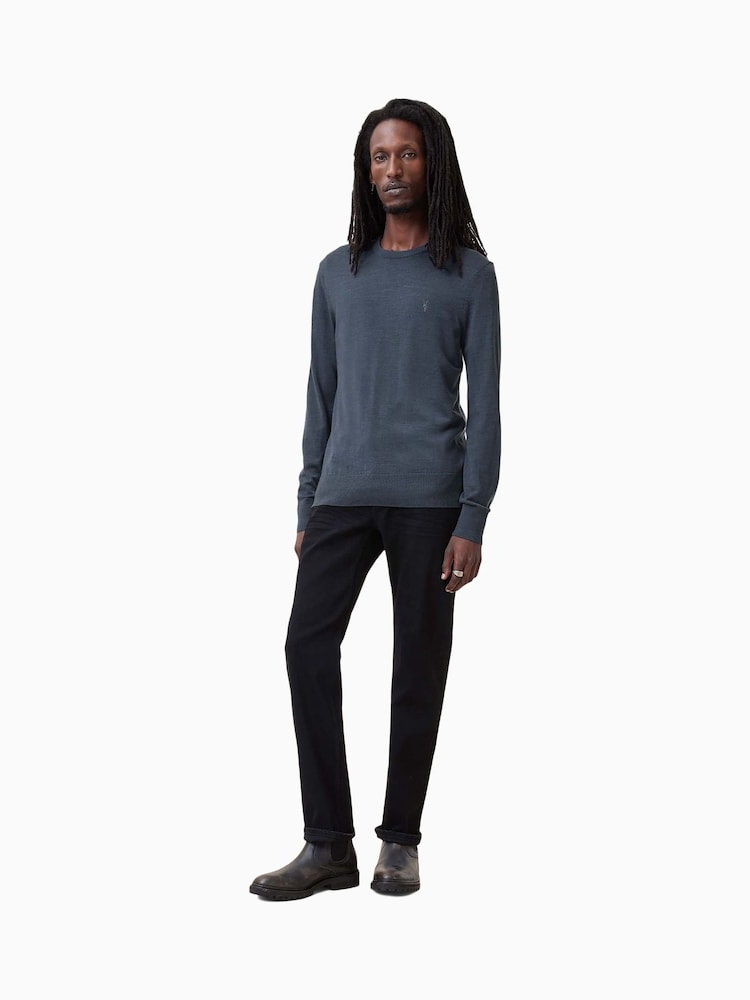 AllSaints Pitched Blue Mode Merino Crew Jumper - Image 3 of 6