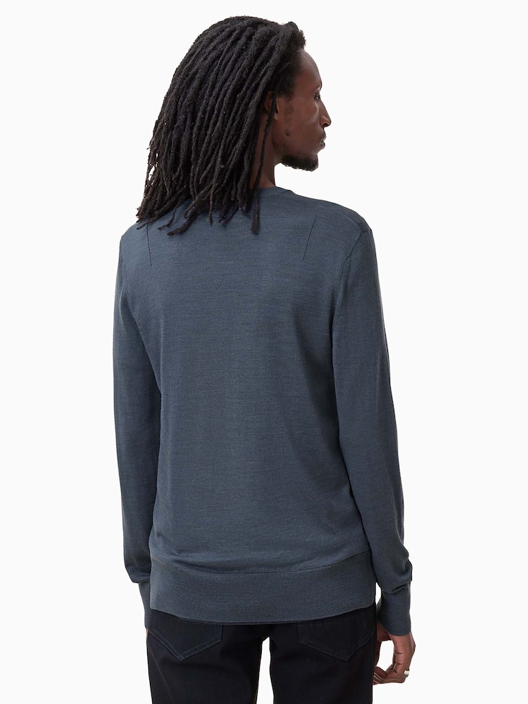 AllSaints Pitched Blue Mode Merino Crew Jumper - Image 4 of 6