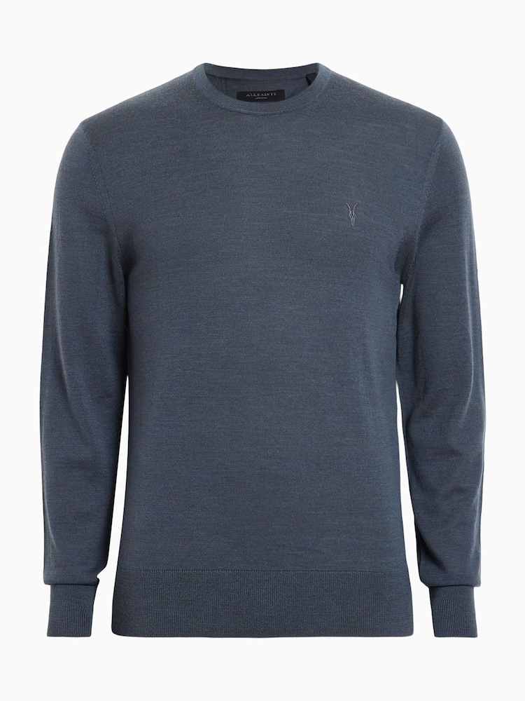 AllSaints Pitched Blue Mode Merino Crew Jumper - Image 6 of 6 AllSaints Pitched Blue Mode Merino Crew Jumper - Image 6 of 6