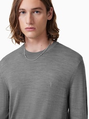 AllSaints Fossil Grey Mode Merino Crew Jumper - Image 2 of 6