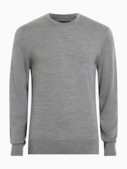 AllSaints Fossil Grey Mode Merino Crew Jumper - Image 6 of 6