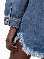 AllSaints Blue Faye Snap Dress - Image 5 of 8