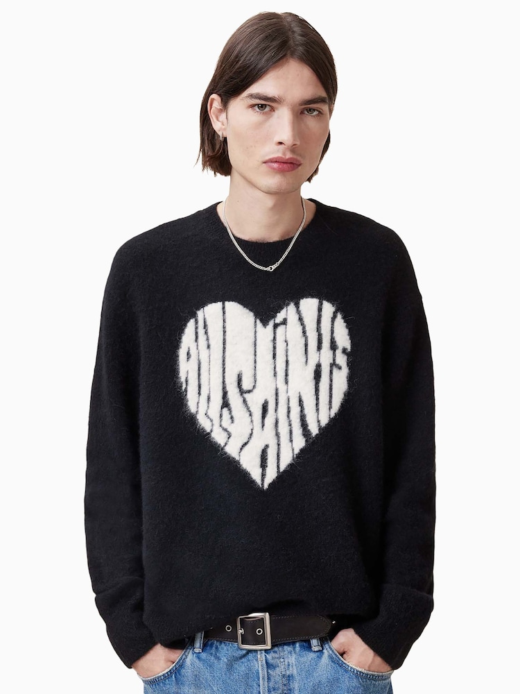 AllSaints Black Bubble Crew Jumper - Image 1 of 5