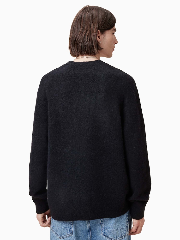 AllSaints Black Bubble Crew Jumper - Image 2 of 5