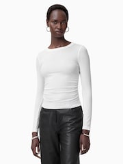AllSaints White Bec Long Sleeve T-Shirt - Image 1 of 8