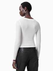 AllSaints White Bec Long Sleeve T-Shirt - Image 2 of 8