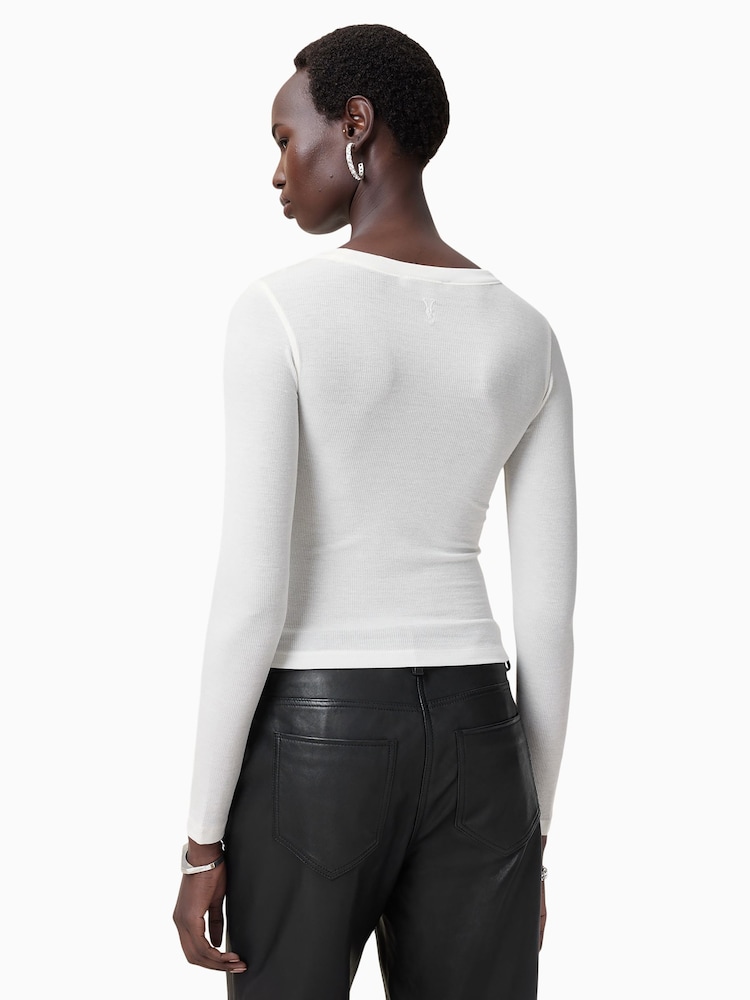 AllSaints White Bec Long Sleeve T-Shirt - Image 2 of 8