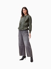 AllSaints Green Sofi Leather Bomber Jacket - Image 2 of 11