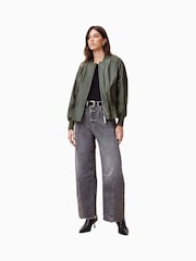 AllSaints Green Sofi Leather Bomber Jacket - Image 4 of 11