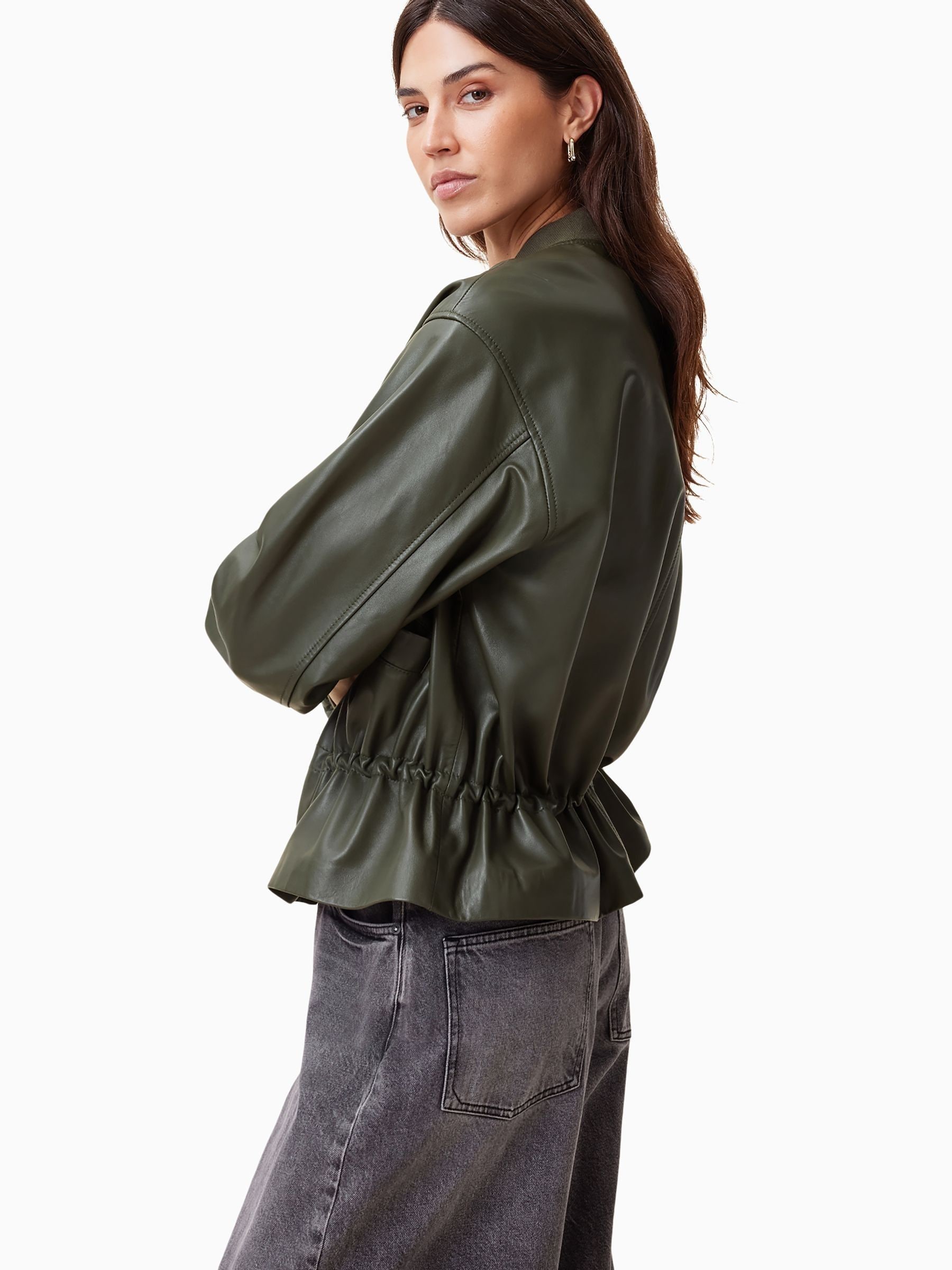 Buy AllSaints Green Sofi Leather Bomber Jacket from Next USA