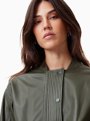 AllSaints Green Sofi Leather Bomber Jacket - Image 9 of 11