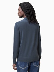 AllSaints Blue Mode Merino Long Sleeve Polo Shirt - Image 4 of 5