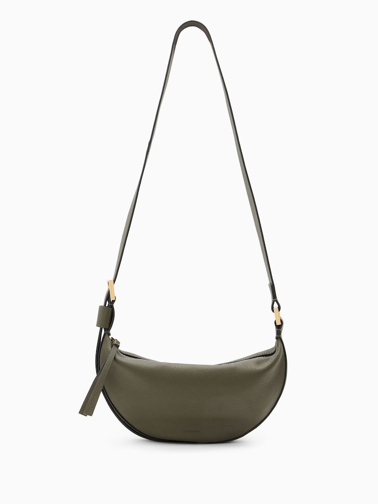 AllSaints Green Half Moon Cross-Body Bag - Image 1 of 7