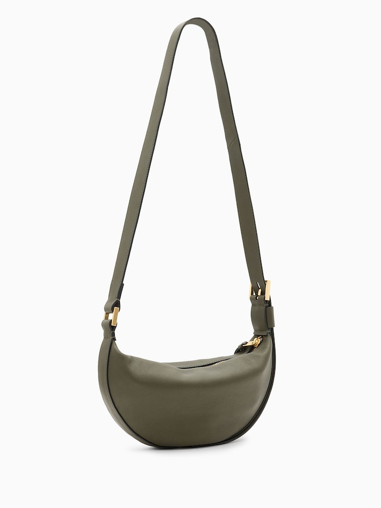 AllSaints Green Half Moon Cross-Body Bag - Image 7 of 7
