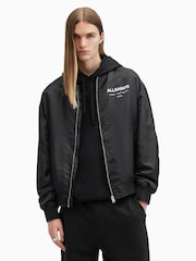 AllSaints Black Underground Bomber Jacket - Image 1 of 6