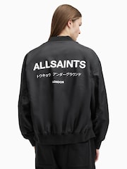 AllSaints Black Underground Bomber Jacket - Image 2 of 6