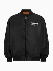 AllSaints Black Underground Bomber Jacket - Image 6 of 6