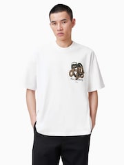 AllSaints White Reticulate Short Sleeve Crew T-Shirt - Image 1 of 7