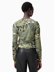 AllSaints Green Hanako Mesh Top - Image 2 of 8