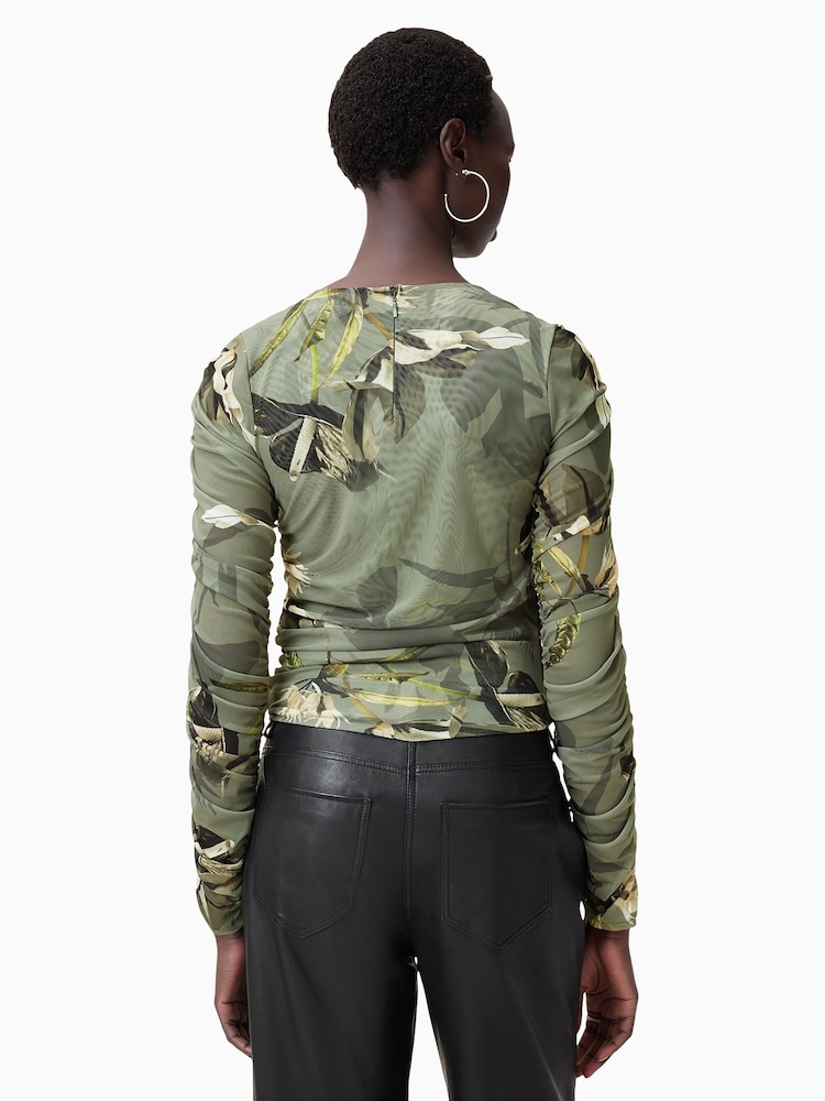 AllSaints Green Hanako Mesh Top - Image 2 of 8 AllSaints Green Hanako Mesh Top - Image 2 of 8