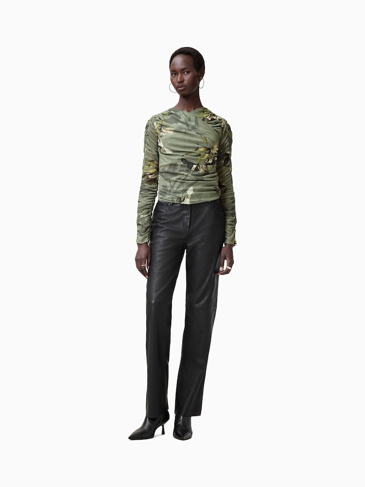 AllSaints Green Hanako Mesh Top - Image 3 of 8