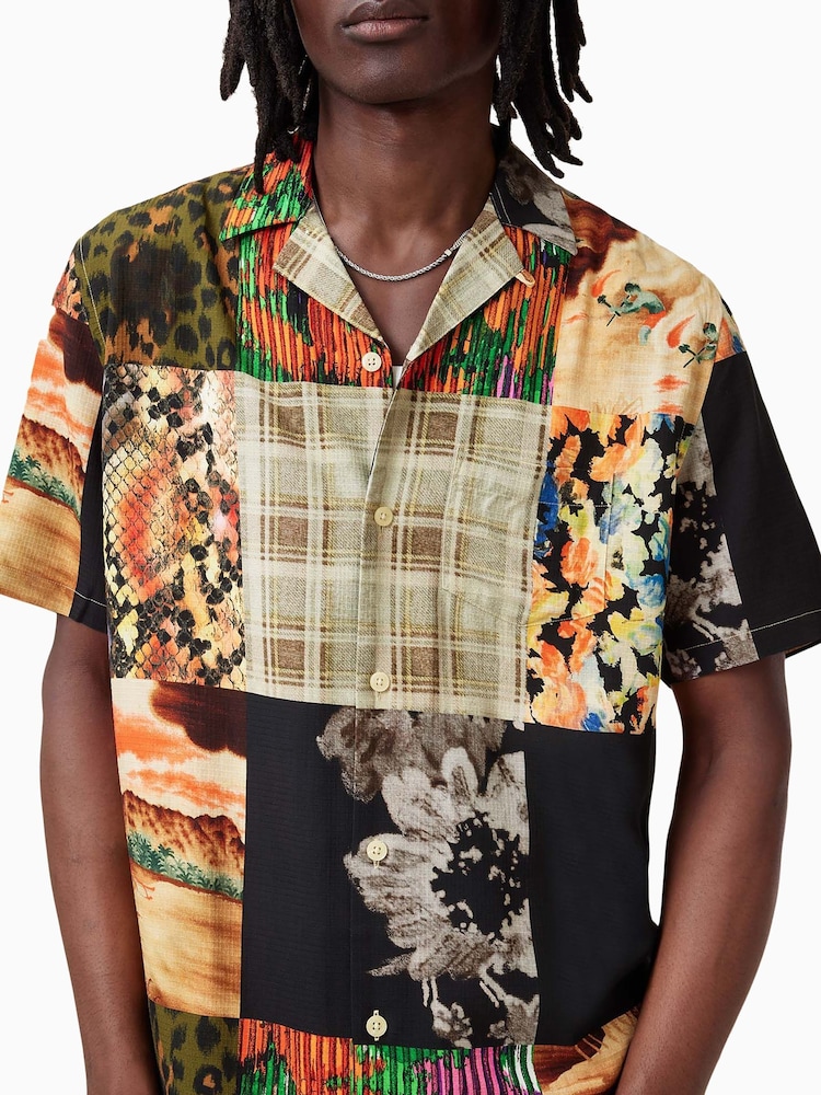 AllSaints White Patche Short Sleeve Shirt - Image 2 of 7