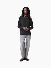 AllSaints Black Finn Long Sleeve Crew T-Shirt - Image 1 of 5