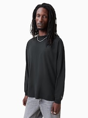 AllSaints Black Finn Long Sleeve Crew T-Shirt - Image 2 of 5