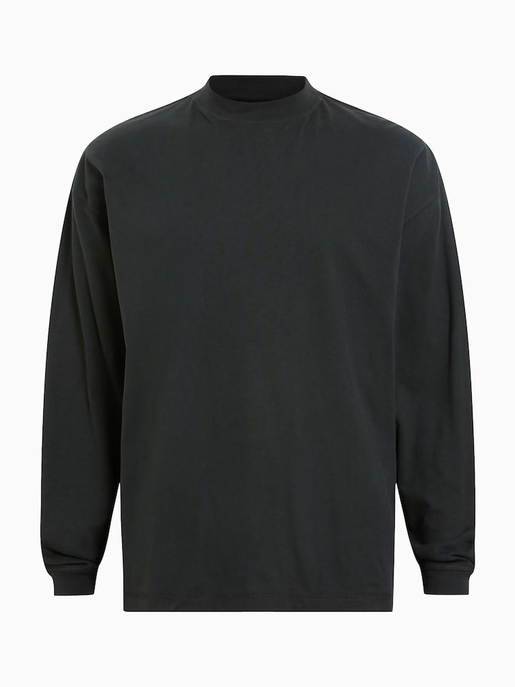 AllSaints Black Finn Long Sleeve Crew T-Shirt - Image 5 of 5