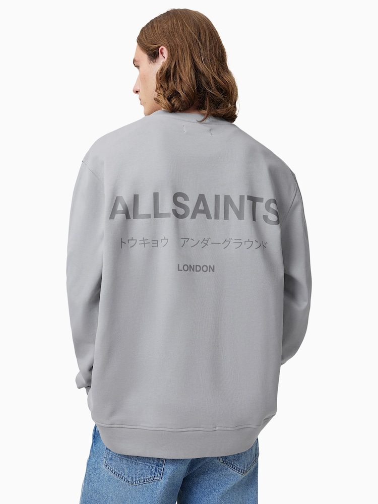 AllSaints Grey Underground Crew Jumper - Image 5 of 6